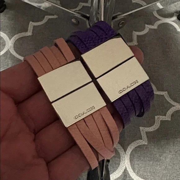 Coach Leather Multi-strand Wrap Bracelets with Silver-tone Hardware - Picture 5 of 9